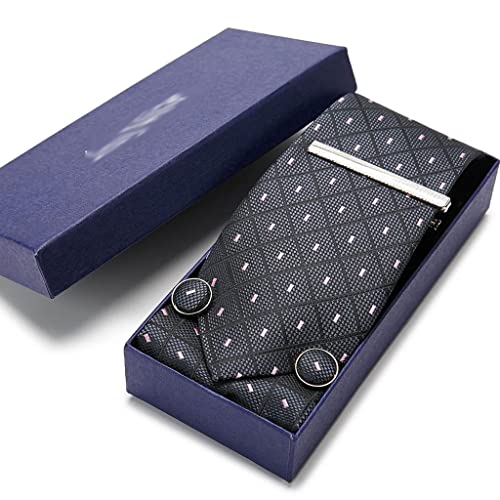 Set de corbata, pañuelo y gemelos para hombre con caja de regalo