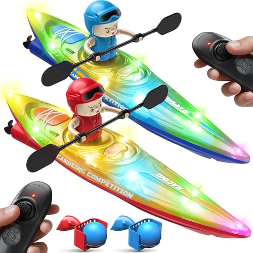 SYMA 2 Pack RC Boats for Kids 6-12, Remote Control Boats with Dolphin Ball-Catching Nose and 3 Play Balls, Up to 40 Mins Playtime, LED Light-Up Water Toys for Pool, Bathtub and Water Table