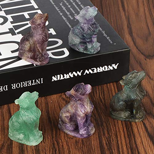 Estatua de lobo de amatista tallada 2 pulg miniatura 6