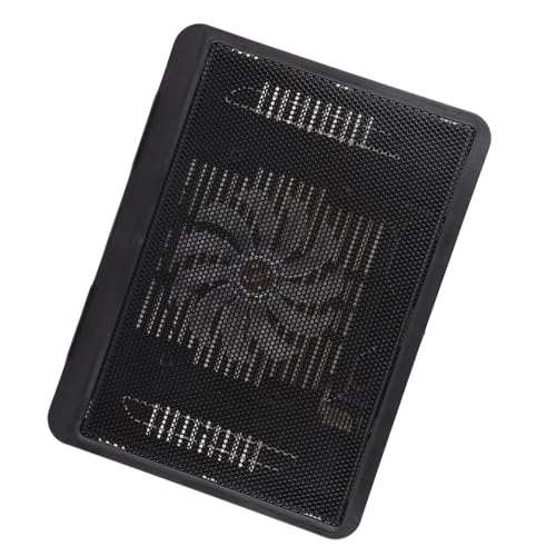 Base refrigeradora para laptop con ventilador grande y concentrador USB, soporte ergonómico para notebooks de hasta 14 pulgadas, diseño silencioso con luces LED azules y caja de almacenamiento para cable USB (Negro) miniatura 3