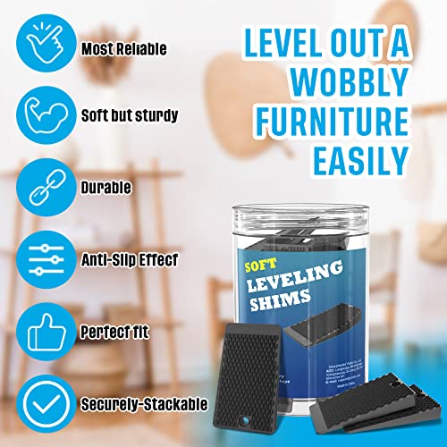 Image of YARKOR Furniture Levelers, 80 Piece Jar, Plastic Shims for Leveling, Black Rubber Wedge for Table Toilet Refrigerator Piano, Small Shims for Home Improvement and Work (80pcs- Black)