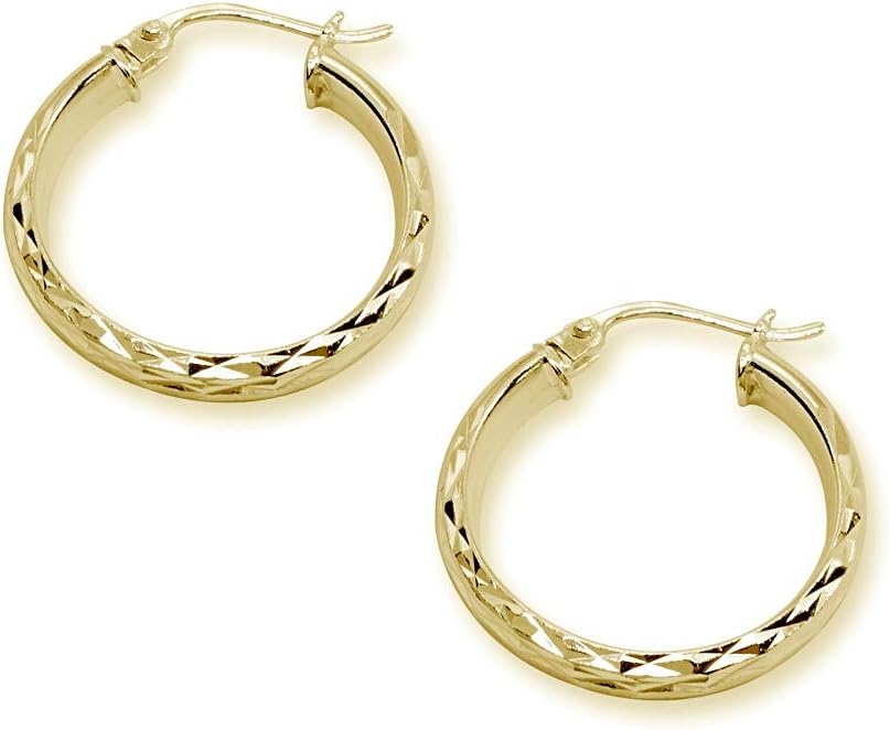 Sterling Silver 3mm Diamond-Cut Half Round Click-Top Small Hoop Earrings, Choose a Size or Hoop Set