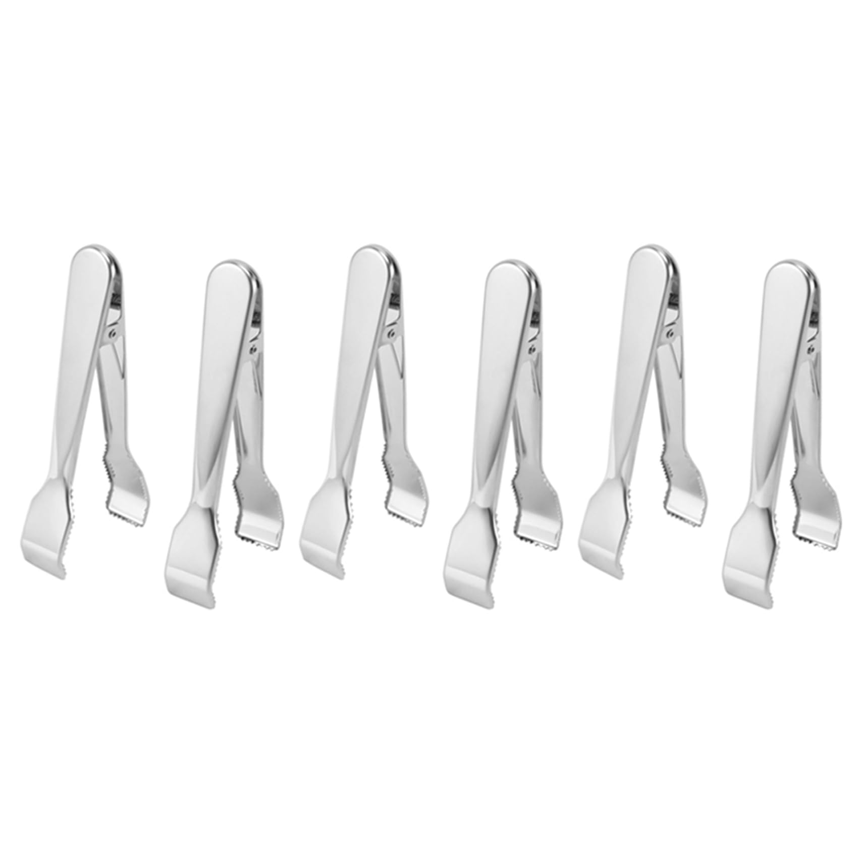 Hndhbfgrt 6 Pcs Stainless Steel Ice Tongs with Sawteeth for Ice Bucket Ice Sugar Cubes Coffee Bar Food Serving