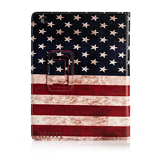 Ruban Folio Case For Ipad 2 3 4 (Old Model) 9.7 Inch Tablet - [Corner Protection] Slim Fit Smart Stand Protective Cover Auto Sleep/Wake, American Flag #TOP2