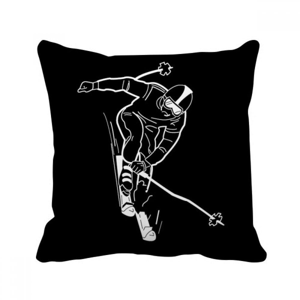 Coussin de sport ski 40x40cm, le cadeau idéal pour fan de glisse