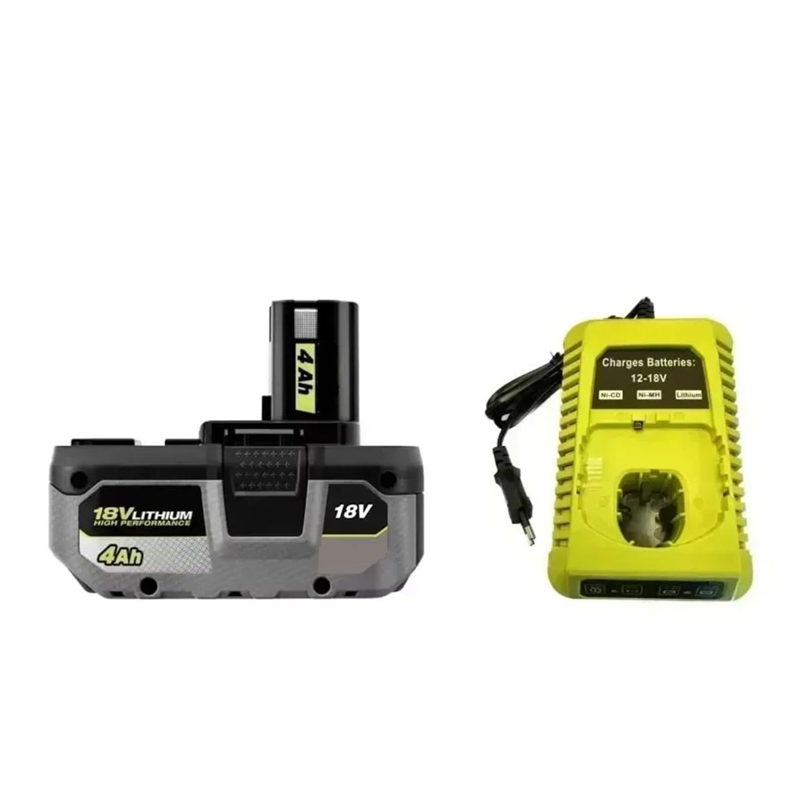 Batería de Litio Compatible con RYOBI de 18 V sin Efecto Memoria, Adecuada for Todas Las Herramientas One+ P104, P107(4Ah Charge)
