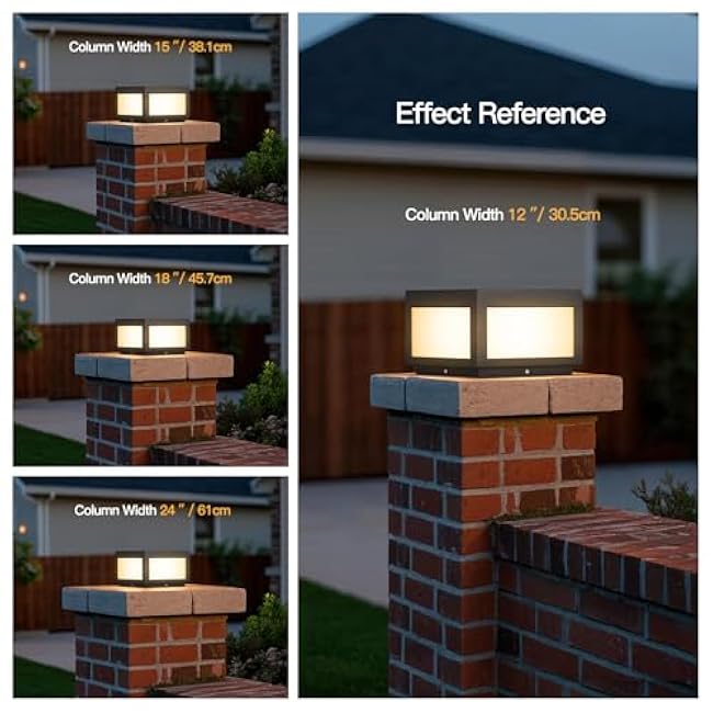 Outdoor Post Lights Hard Wired, 9.8 Pillar Lights Waterproof, AC100-240V LED Column Lamp Modern Fence Deck Cap Lantern 3000K Lighting Not Solar for Patio Garden Driveways Entrances Posts