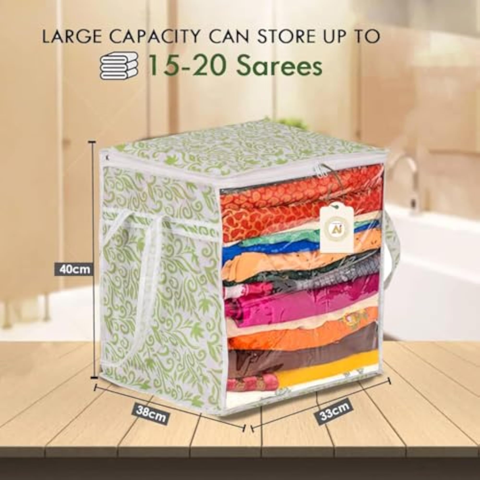 Saree Storage Bag Wardrobe Organizer Box, Pack of 2