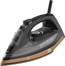 مكواة بخار 2600 وات بقاعدة من السيراميك بنظام إيقاف تلقائي من ون لايف، لون أسود وذهبي، ST260M