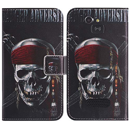 TienJueShi Totenkopf Flip Stand Brief Leder Tasche Schütz Hülle Handy Hülle Für Doro 5516 2.4 inch Abdeckung Fall Wallet Cover Etüi