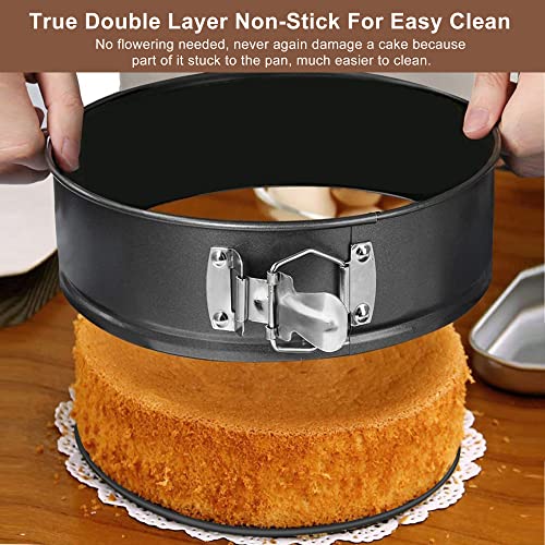Hikolvol Springform Pan Set Of 3 Nonstick Cake Pan Cheesecake Pan With Removable Bottom, Leakproof Round Cake Pan Set Includes 3Pcs 6" 8" 10" Spring Form Pans For Baking And 60Pcs Parchment Paper #TOP2