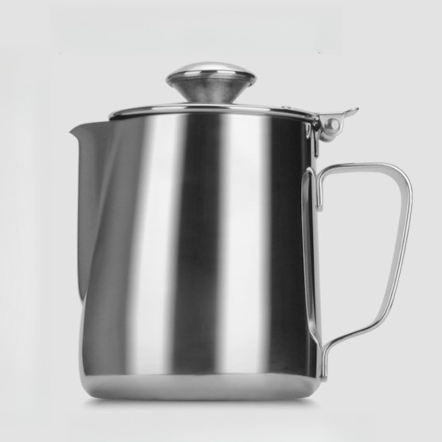 Stainless Steel Milk Pitcher with Lid, Coffee Frothing Cup, Ideal for Espresso, Cappuccino, Latte and Hot Chocolate, Suitable for Home Kitchen and Office (350ml) (a,1000ml)