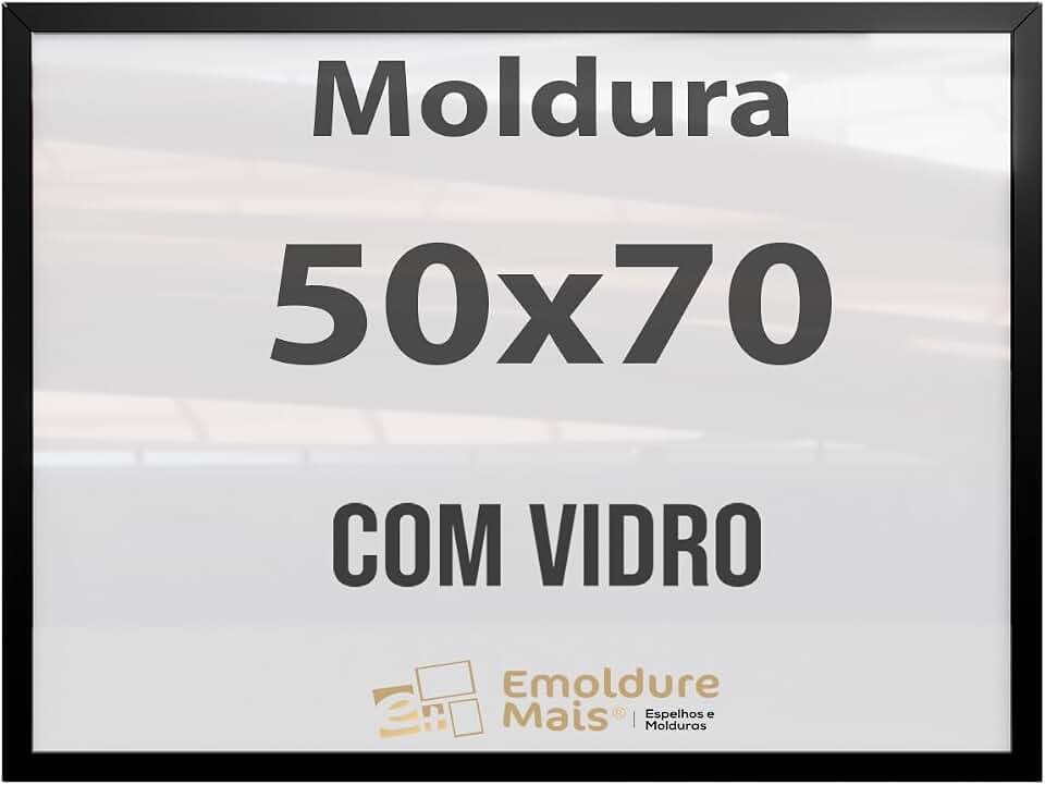 Moldura 50x70 Preta Com Vidro, para Quadros Decorativo para sala, quarto, escritório, poster, casa, fotos, Certificados, Diplomas, Alvara Porta Retrato.