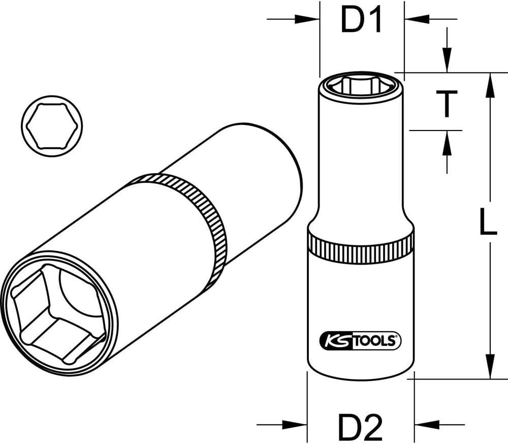 KS TOOLS 3/8" Spark Plug Socket, 21mm