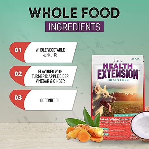 Health Extension Dry Dog Food, Natural Food With Added Vitamins & Minerals, Suitable For All Puppies, Include Buffalo & Whitefish Recipe With Whole Vegetable & Berries (4 Pound) #TOP4