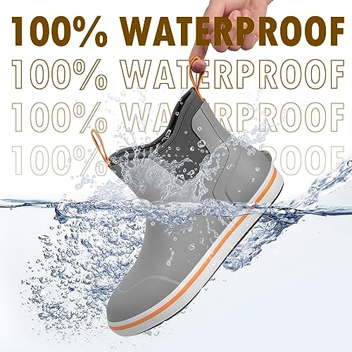 Hunthor Men’s Fishing Boots, Waterproof Deck Boots Anti-Slip Rubber 3mm Breathable Neoprene Rain boots. Ideal for Fishing and Outdoor Activities