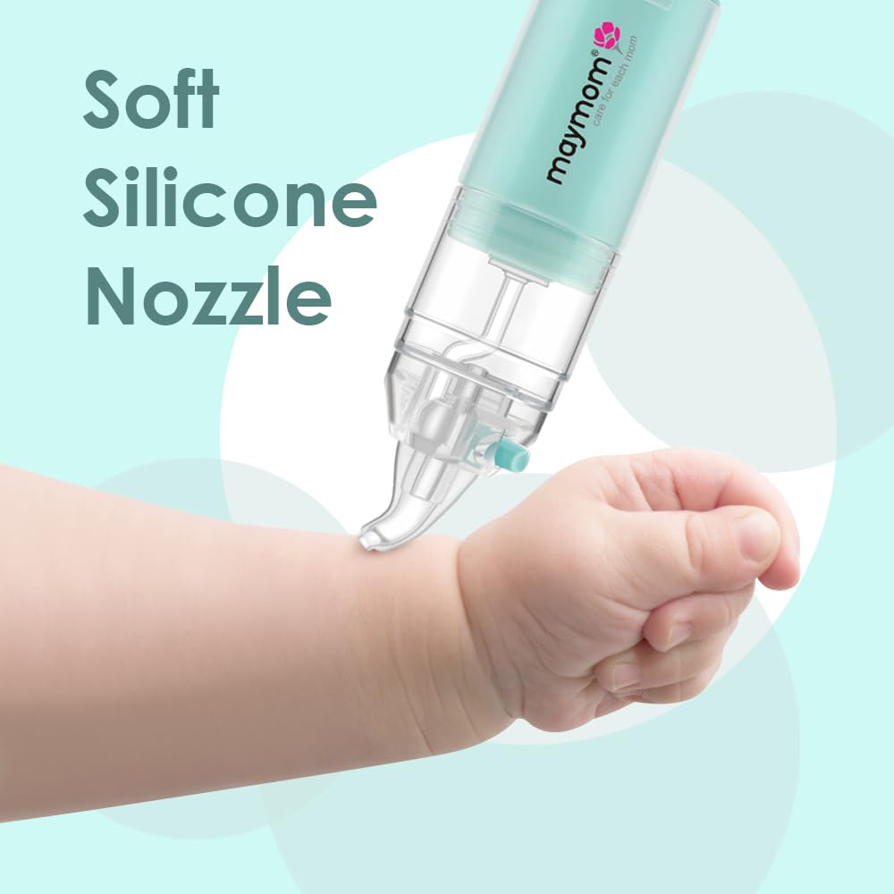 Maymom Aspiratore nasale manuale per neonati e bambini, 3 livelli di aspirazione regolabili, punta in silicone morbido, uso con una sola mano, rimozione del muco, facile da pulire, sollievo dalla