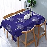 テーブルクロス 長方形 銀杏 葉 藍染め ブルー テーブルカバー 撥水 北欧 和風 防水 防油 おしゃれ 137×183cm 飾りクロス ダイニング レストラン 家庭用 プレゼント CHOUJJ