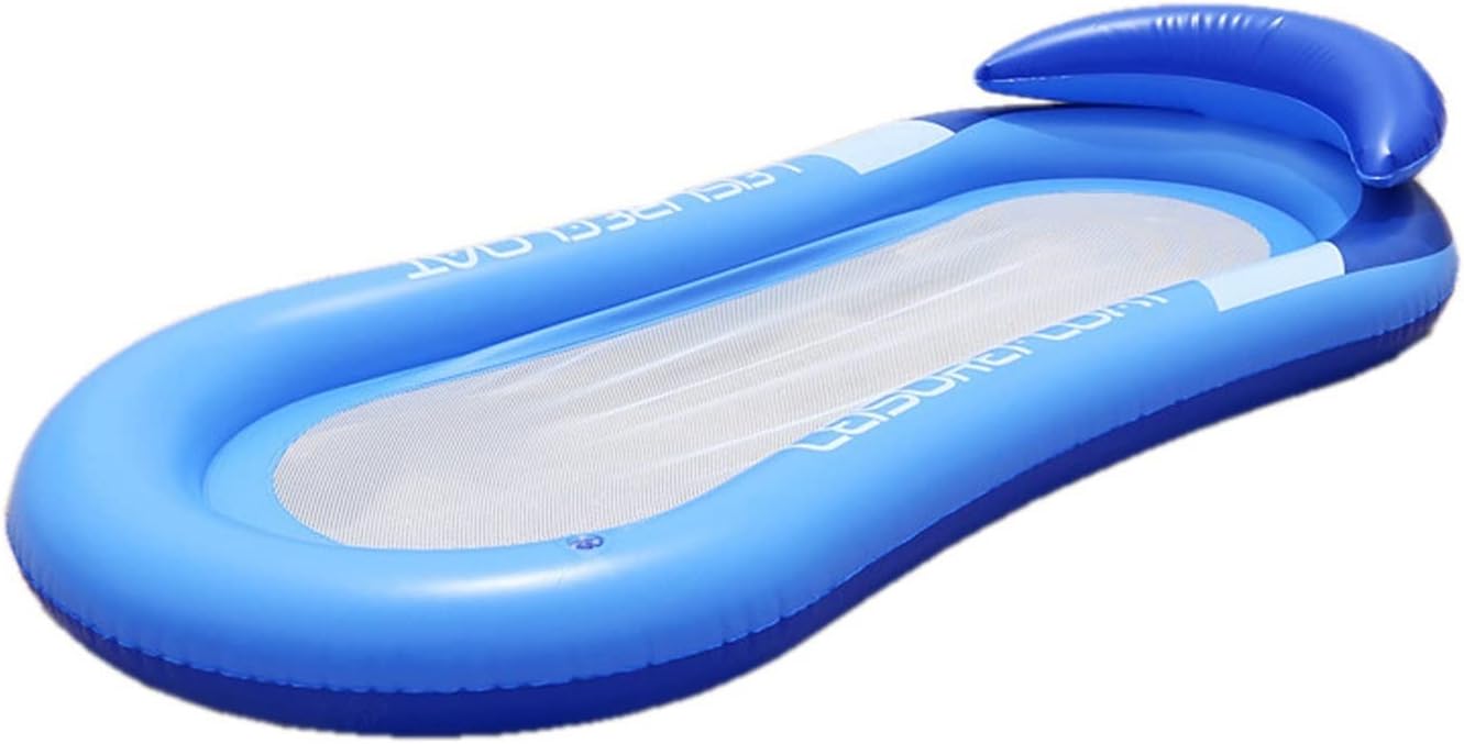 Pool Float Party Inflatable Hammock Recliner Floats Foldable Swimming Bed Portable Beach Summer Pool Water Party Equipment Lifebuoy Pool Supplies(Blue)