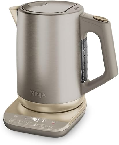 Ninja Perfect Temperature Kettle, 1.7L, with Temperature Control, LED Display, Easy to Use Kettle with Rapid Boil and Temperature Hold, Stone/Gold KT201UKSTGD - Stone Gold - 1.7 Litres