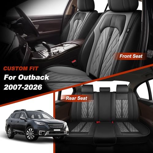 Image of TTX LIGHTING Seat Covers Fit for Subaru Outback 2007-2026 Seat Covers Full Set Car Seat Covers Faux Leather Breathable Waterproof Car Seat Protector (5 Seats, Black&Grey)