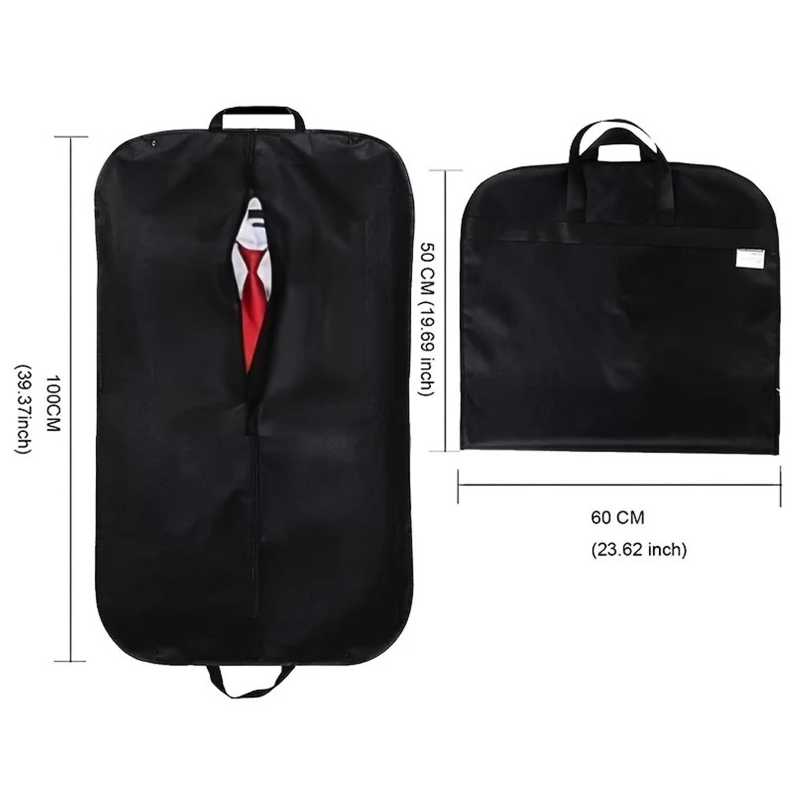 Portatrajes Bolsas de almacenamiento for trajes (1/4 unidades), no tejidas, con asa for organizar el armario, a prueba de polvo, for vestidos de novia.(Black 4pcs)