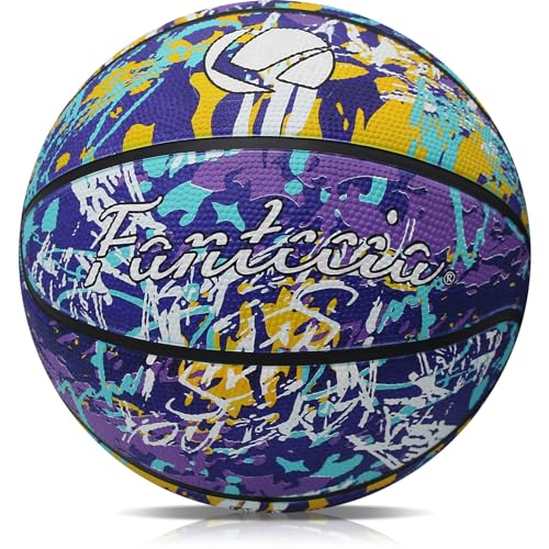 Fantecia Ballon Basket Taille 7 avec Pompe, Ballon De Basket en Caoutchouc Intérieur Extérieur