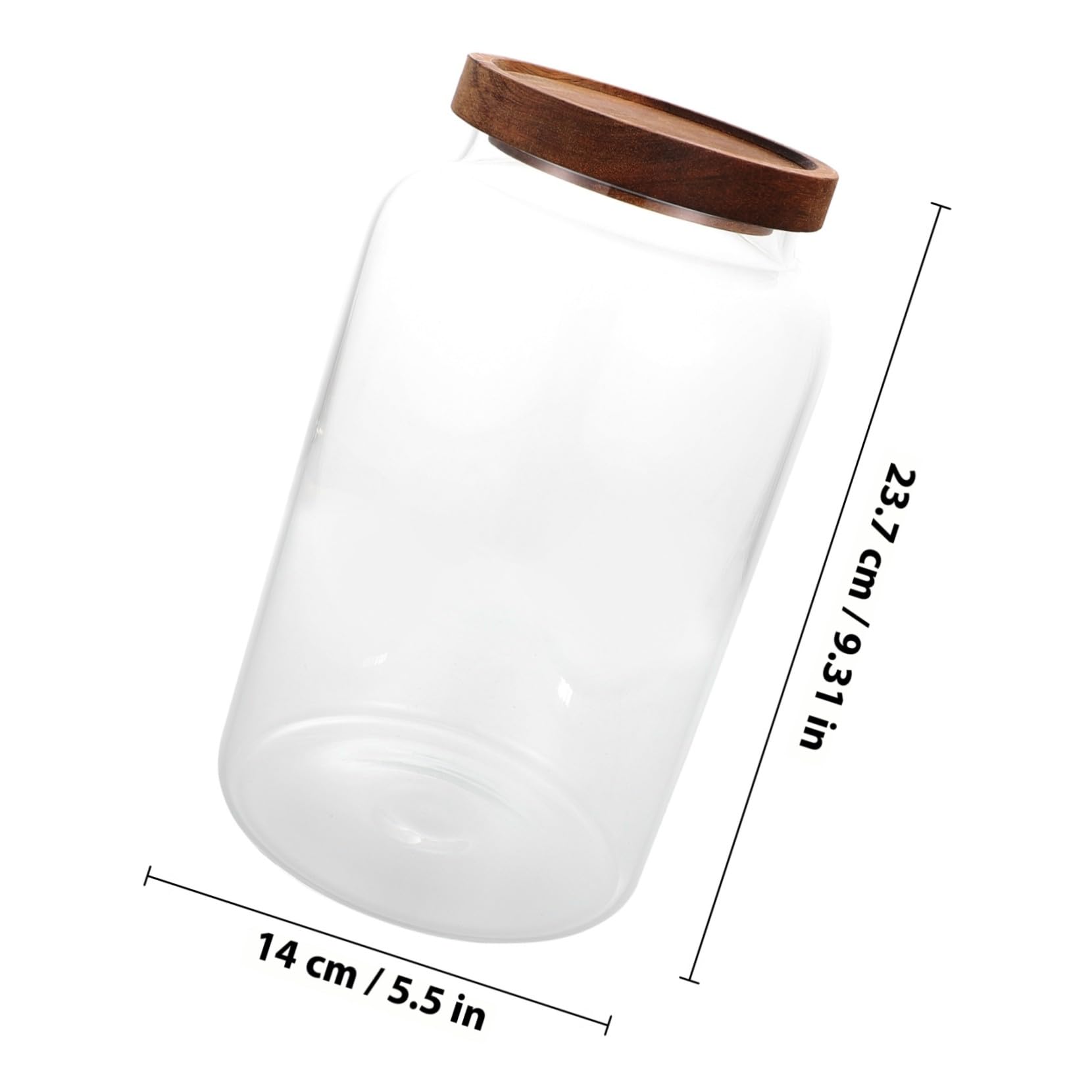 Dichtes Vorratsglas 2, 8l aus Glas mit Holzdeckel für Getreide | Flacher Boden, zur Aufbewahrung von Mehl und Zucker, Transparentes Design für Küche und Tisch