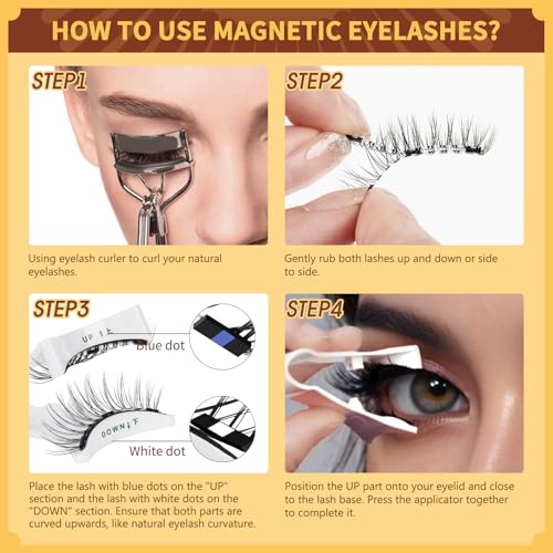 QUEWEL Reusable Magnetic Eyelashes 2 Pair Magnetic Eyelashes with Applicator No Glue Needed Eyelashes Natural Look Lash Clusters Kit Easy to Wear and Remove(B+H04) — view 5