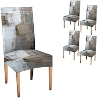 Vista 176 de TOMWISH Fundas para Sillas De Comedor 6, Fundas para sillas de comedor, pintura de arte abstracto, funda extraíble elástica de elastano para silla