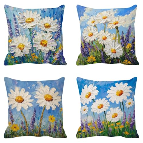 Housse coussin 35x35cm lin imperméable avec fermeture éclair invisible - 2