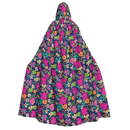 Cape à capuche imprimé fleurs 190 cm pour vos soirées cosplay et festivals