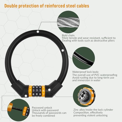 Round 5-Digit Combination Bike Lock