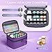 Mancro Dual Layers Pill Bottle Organizer Bag, Medicine Pill Organizer Bag with Lockable Zipper, Medicine Travel Bag for Pills, Vitamins, Pill Cutters, Medical Supply for Home Storage, Purple