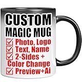 Personalized Color Changing Mug - Custom Magic Coffee Mugs with Picture Text - 11oz Customized Photo Name Logo Heat Sensitive Cup - Birthday Anniversary Christmas Xmas Day Gifts for Women Men Mom Dad
