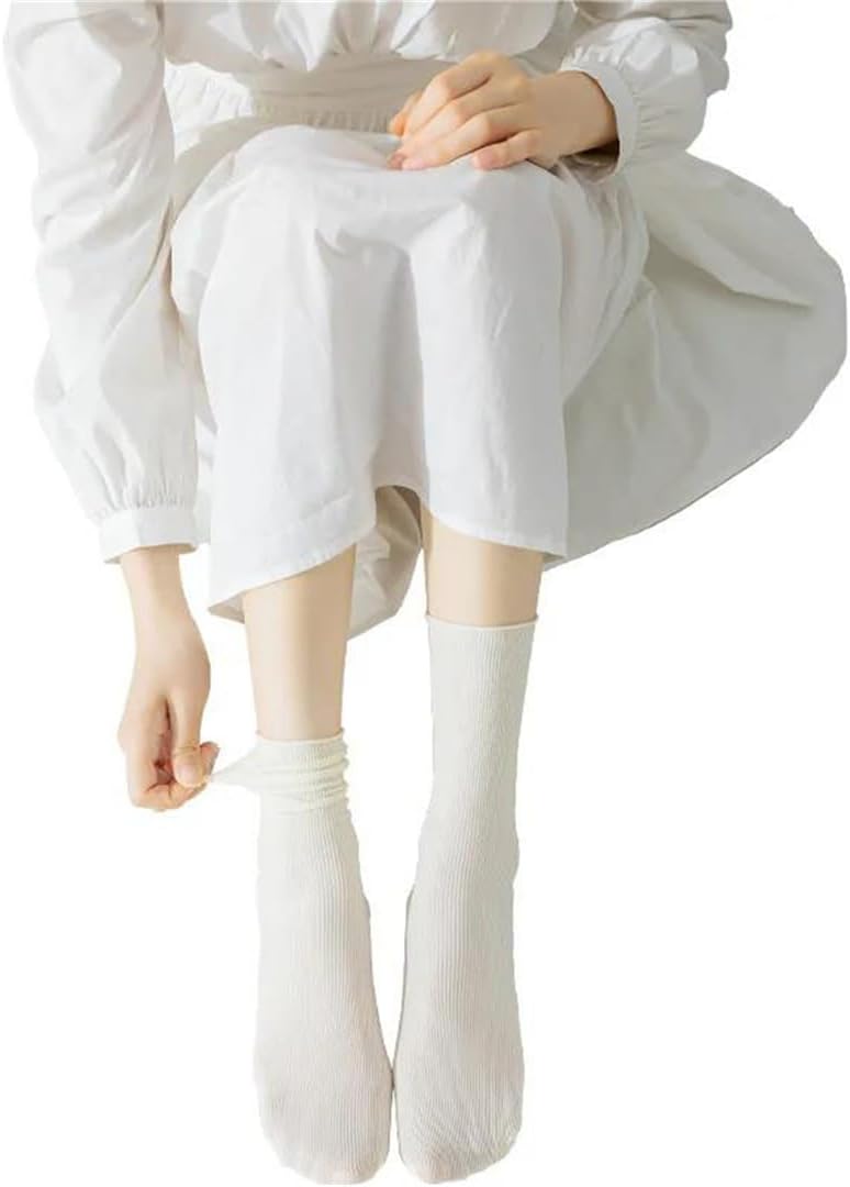 10 Pairs Women Bare Feel Socks Seamless Breathable Slouch Mid Calf Thin Hosiery