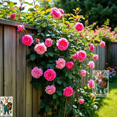 Image of Climbing Rose Hybrid Seeds Pack - Large Flowers- 70 Easy-to-Grow Seeds for Vibrant Blooms, Suitable for All Indian Climates (PINK)