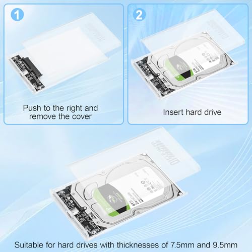 Caja externa transparente para HDD/SSD 2.5" USB 3.0 Type-C miniatura 6