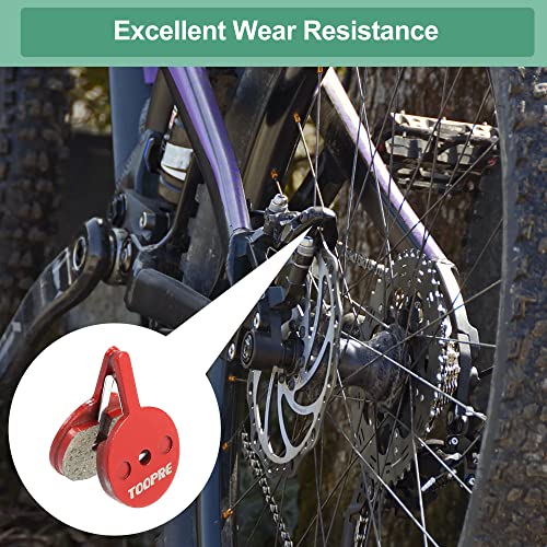 X AUTOHAUX 4 Pair Resin Bicycle Cycle Disc Bike Brake Pads with Spring Leaf, Red - Image 3
