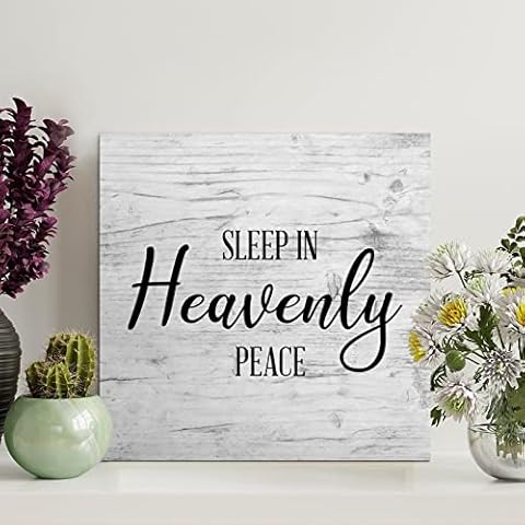 Sleep in Heavenly Peace Wood Sign with Quotes Wood Plaque Modern Farmhouse Wall Art Rustic Wall Decorations for Living Room Kitchen Wall Hanging Signs Wall Sign Home Decor Housewarming Gift Cover