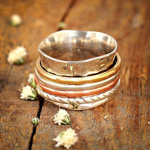 Boho-Magic Spinner Ring For Women 925 Sterling Silver With Copper Brass And Silver Fidget Rings (10) #TOP5