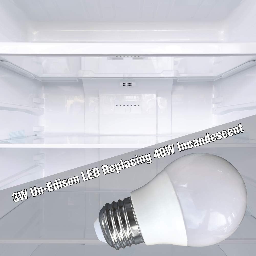 Miracle LED Un-Edison 3-Watt Cool Light for Frigidaire Refrigerators, 40W Equivalent, 120V E26 Cool White 6000K, A15 Energy Saving Appliance Bulbs, (601583)