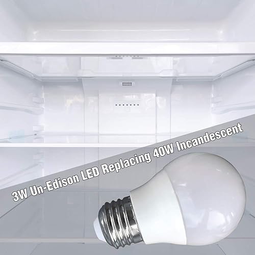 Miniatura 5 de Miracle LED Un-Edison - Luz fría de 3 vatios para refrigeradores KitchenAid, equivalente a 40 W, 120 V E26 blanco frío 6000 K, bombillas A15 de