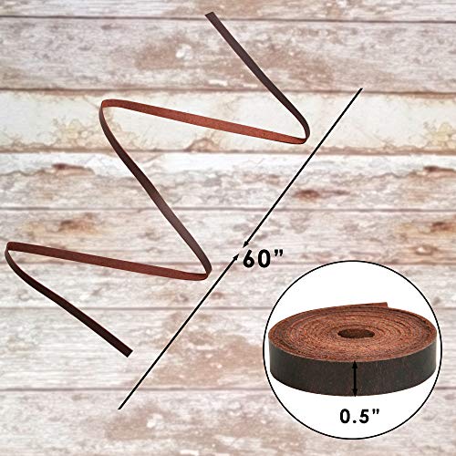 Leather Strap - Full Grain Buffalo Leather Strips For Crafts – Brown Leather Straps Ideal For Arts And Crafts, Tooling, Jewelry, Diy Home Decor, & More - Durable Tooling Leather Strip (0.5" X 60") #TOP3