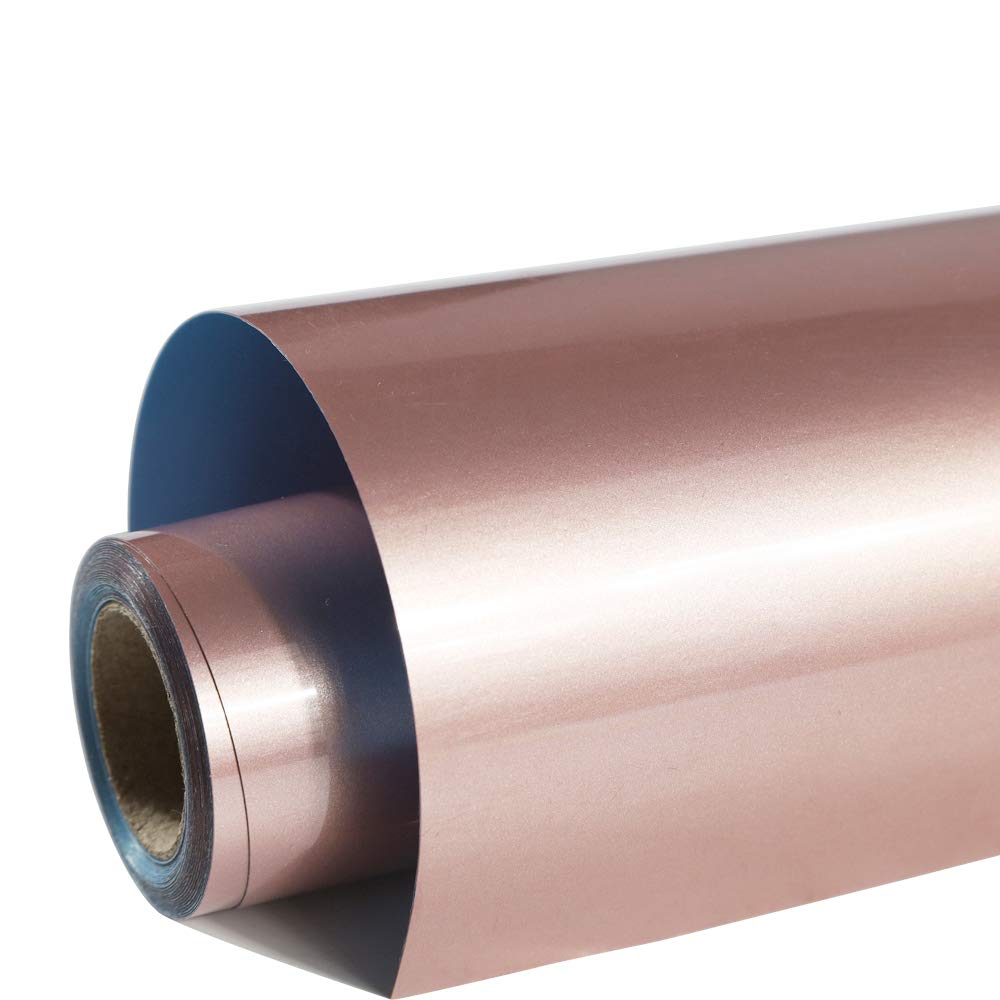 FUNKAKA Heat Transfer Vinyl Rose Golden PU Soft Metal HTV Rolls, 12" x 9ft