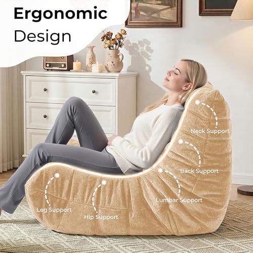 Image of HABUTWAY Giant Bean Bag Chairs Lazy Sofa for Adults,Single,Khaki
