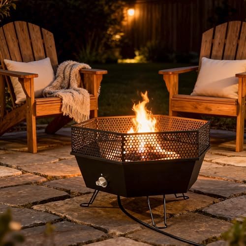 Outsunny 20" Outdoor Fire Pit, Foldable Propane Firepits with Lid, Portable Firepit for Patio Backyard Camping, Black — view 7