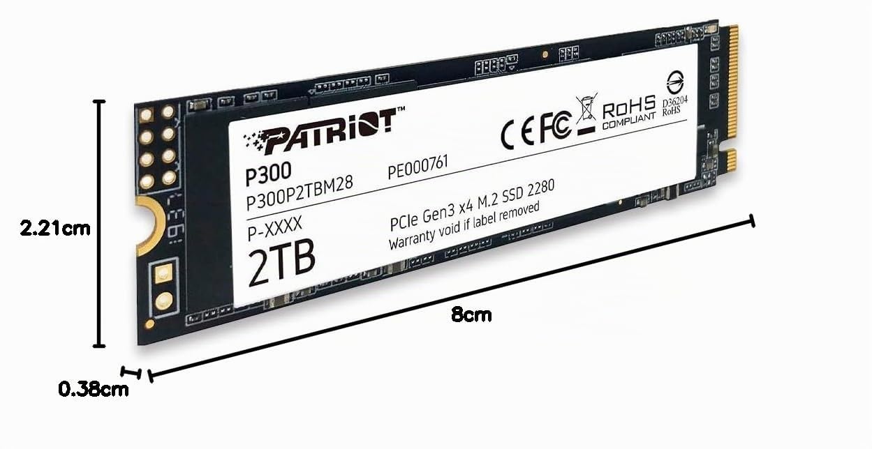 Patriot P300 M.2 PCIe Gen 3 x4 2TB SSD NVMe M.2 de bajo consumo