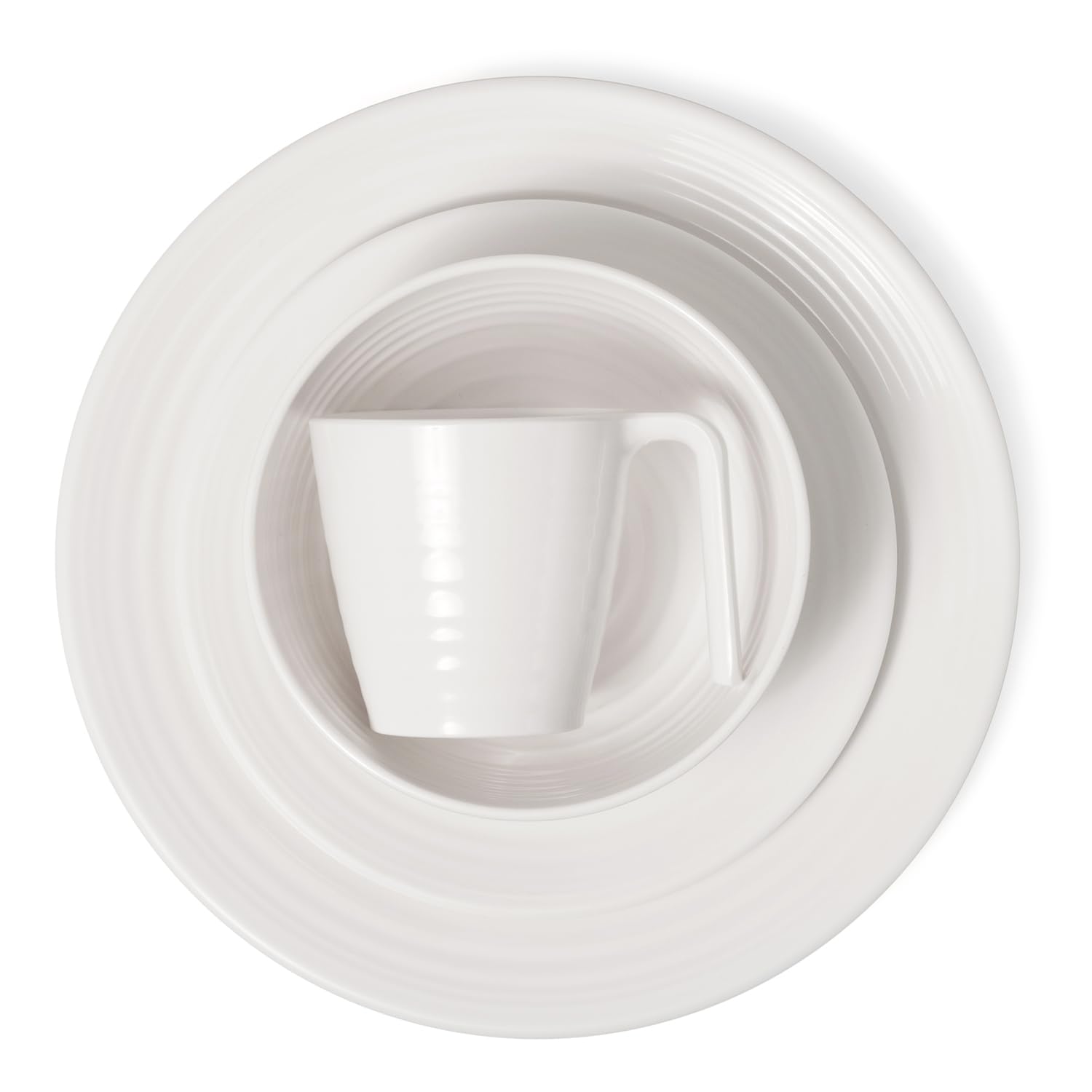 Melamina zestaw naczyń kempingowych dla 4 osób, Crema Design, naczynia stołowe, pikniki, BBQ