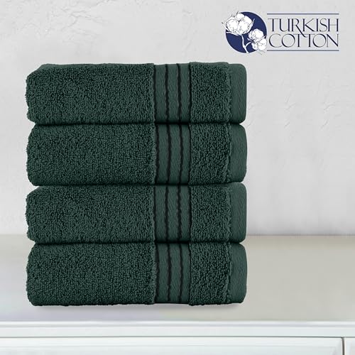 Elegant Comfort Premium Turkish Cotton 4 Pack Hand Towel Set - 16 x 28 inch, Luxurious Hotel Spa Quality 100% Turkish Cotton 4PC Hand Towel Set - Highly Absorbent - Soft Bathroom Towels, Hunter Green - Image 6